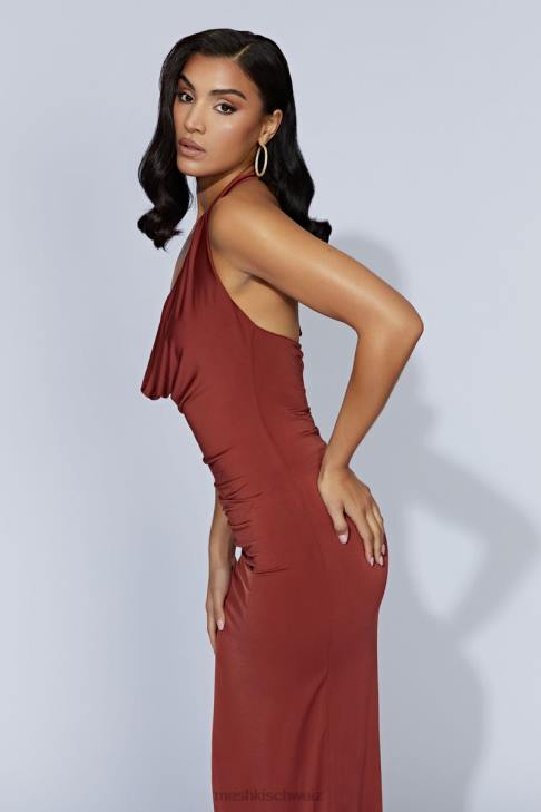 Meshki Renata Maxikleid mit Wasserfallausschnitt Kirschschokolade Kleidung 060V509