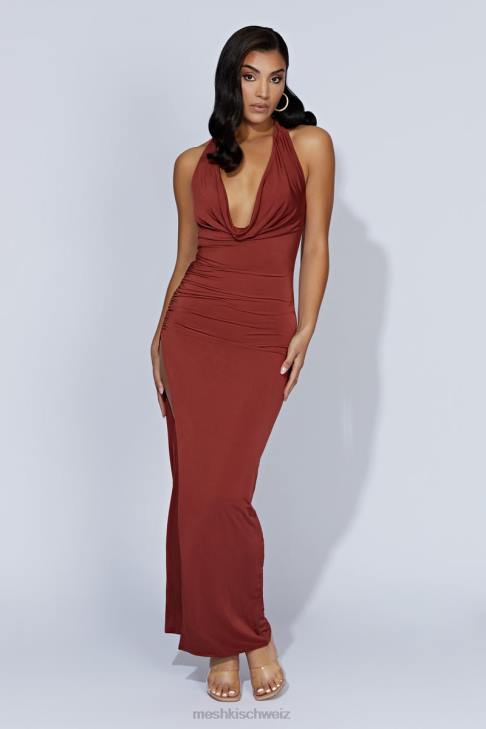 Meshki Renata Maxikleid mit Wasserfallausschnitt Kirschschokolade Kleidung 060V509