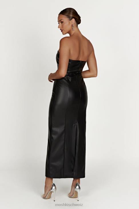 Meshki Roberta Pu Maxikleid Schwarz Kleidung 060V434