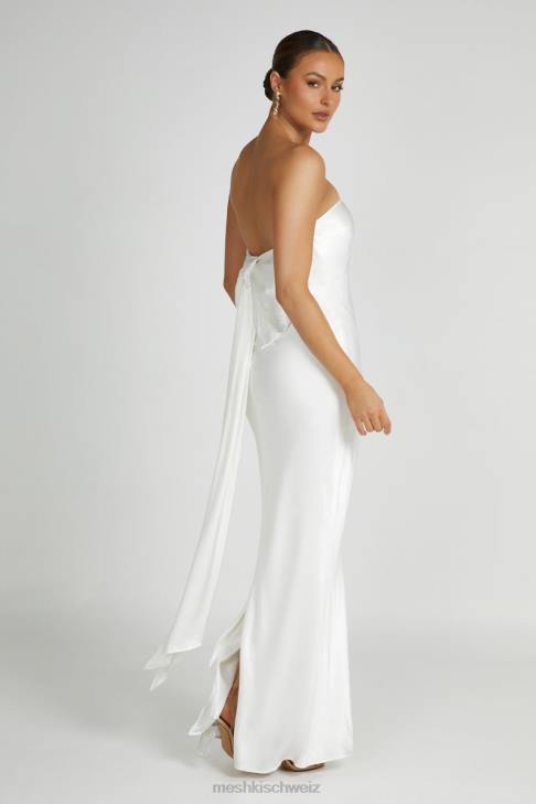 Meshki Rochelle-Satin-Maxikleid mit Schleife hinten Weiß Kleidung 060V195
