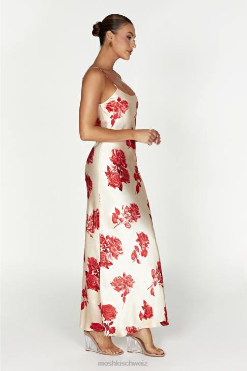 Meshki Rosalie Maxikleid aus Satin Rosendruck Kleidung 060V217