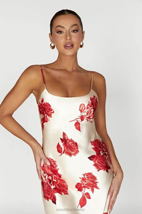 Meshki Rosalie Maxikleid aus Satin Rosendruck Kleidung 060V217