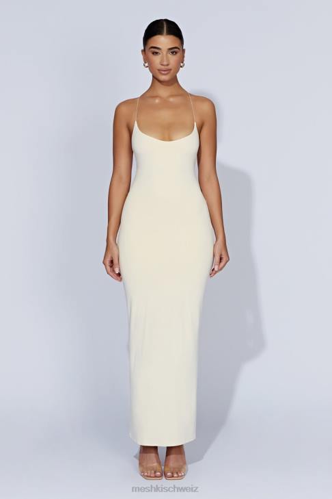 Meshki Sabine rückenfreies Maxikleid Creme Kleidung 060V328