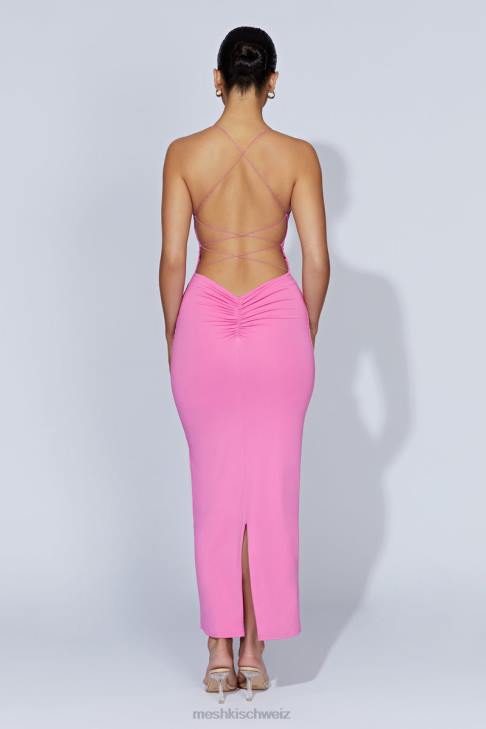 Meshki Sabine rückenfreies Maxikleid Kaugummirosa Kleidung 060V205