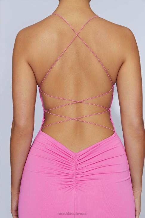 Meshki Sabine rückenfreies Maxikleid Kaugummirosa Kleidung 060V205