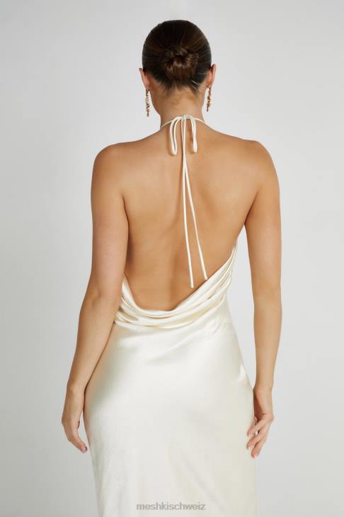 Meshki Sammy Neckholder-Maxikleid aus Satin Elfenbein Kleidung 060V159