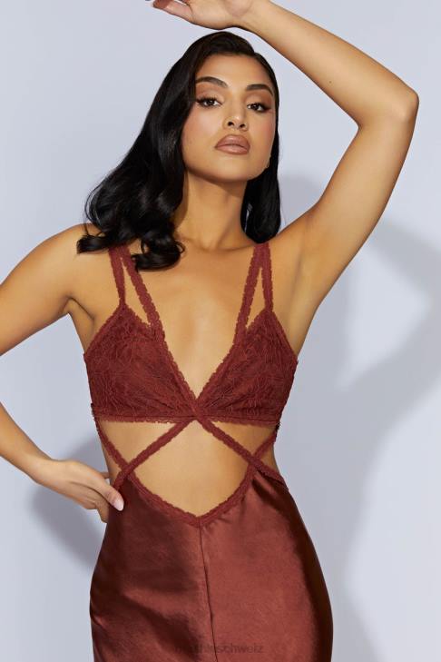 Meshki Seraphine-Spitzen-Maxikleid Kirschschokolade Kleidung 060V696