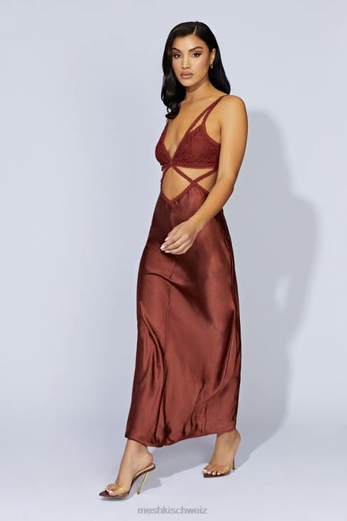 Meshki Seraphine-Spitzen-Maxikleid Kirschschokolade Kleidung 060V696