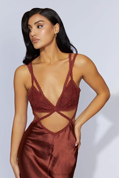 Meshki Seraphine-Spitzen-Maxikleid Kirschschokolade Kleidung 060V696