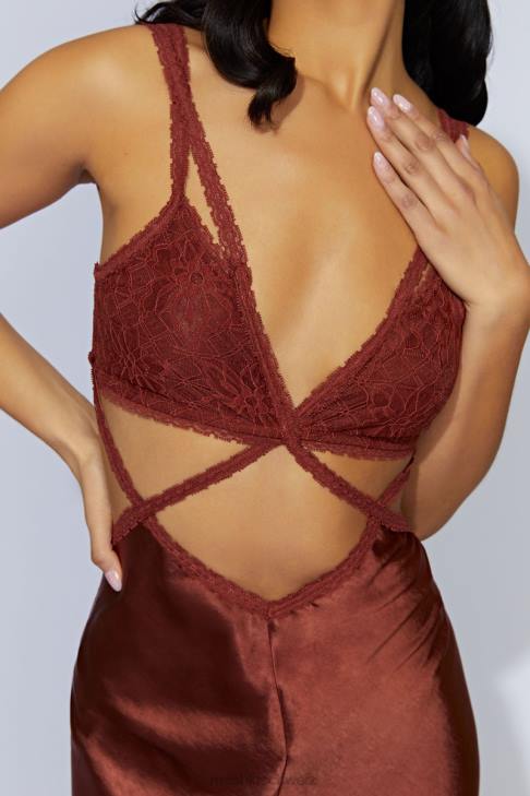 Meshki Seraphine-Spitzen-Maxikleid Kirschschokolade Kleidung 060V696