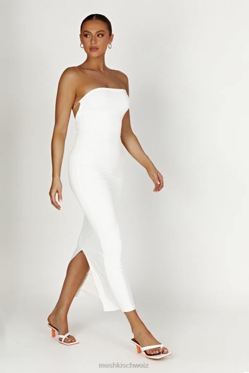 Meshki Vivian – trägerloses Maxikleid zum Binden aus recyceltem Nylon Weiß Kleidung 060V396