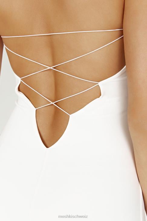Meshki Vivian – trägerloses Maxikleid zum Binden aus recyceltem Nylon Weiß Kleidung 060V396