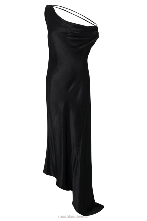 Meshki Yvette Slip-Maxikleid mit asymmetrischem Saum Schwarz Kleidung 060V169