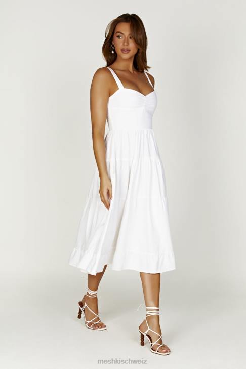 Meshki Adriana Midikleid aus Leinen Weiß Kleidung 060V414