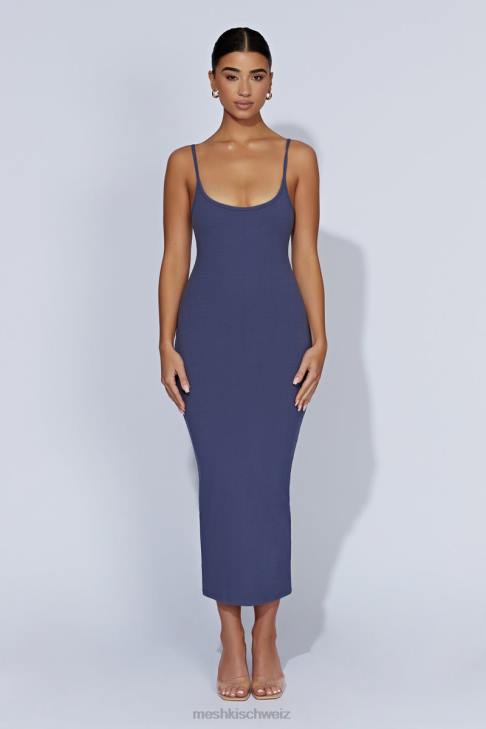 Meshki Alexis geripptes Cami-Midikleid Mitternachtsmarine Kleidung 060V331