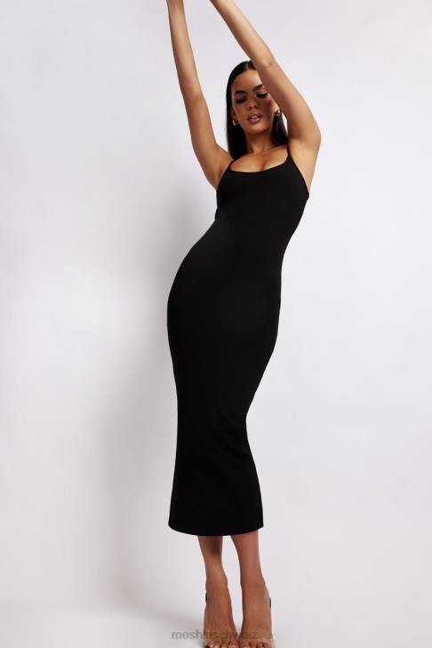Meshki Alexis geripptes Cami-Midikleid Schwarz Kleidung 060V361
