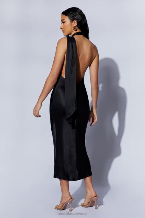 Meshki Astrella-Halswickel-Midikleid in A-Linie Schwarz Kleidung 060V449