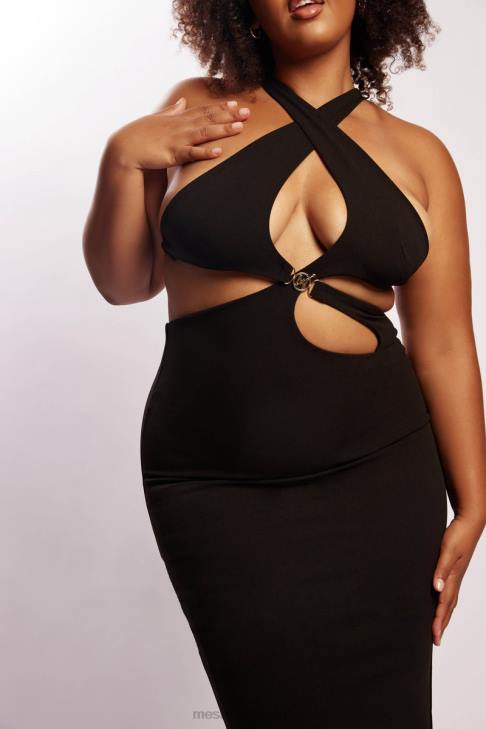 Meshki Briana Midikleid mit Cut-Outs Schwarz Kleidung 060V721