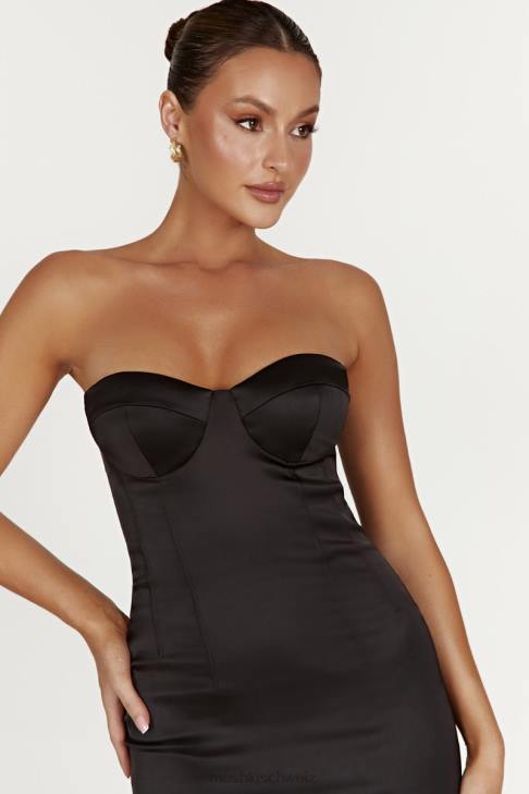 Meshki Bryony figurbetontes Midikleid mit Körbchen Schwarz Kleidung 060V393