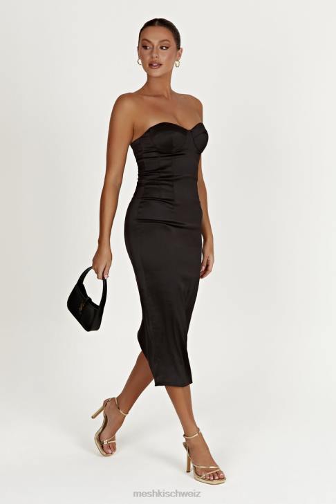 Meshki Bryony figurbetontes Midikleid mit Körbchen Schwarz Kleidung 060V393