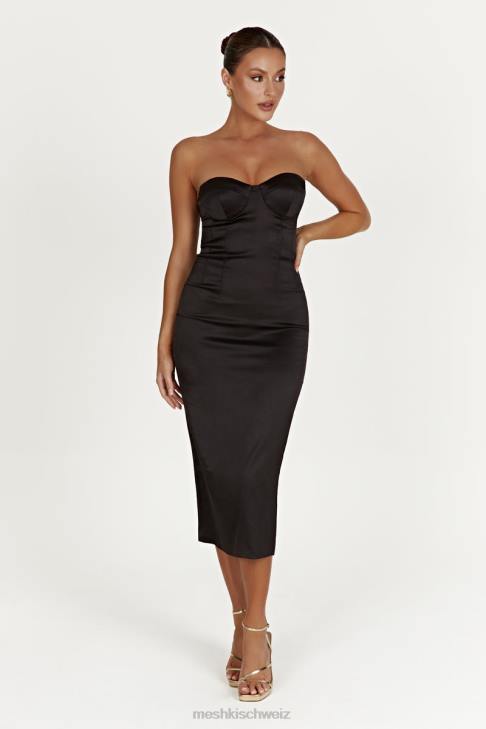 Meshki Bryony figurbetontes Midikleid mit Körbchen Schwarz Kleidung 060V393