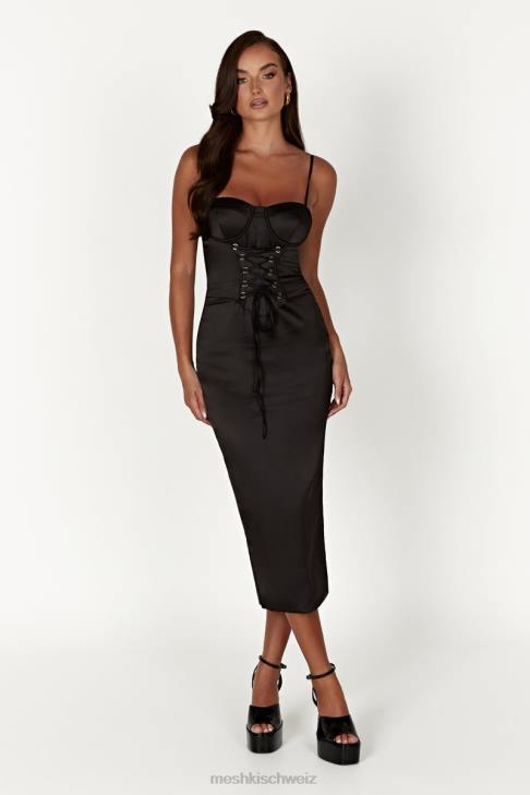 Meshki Camelia Korsett-Midikleid Schwarz Kleidung 060V601