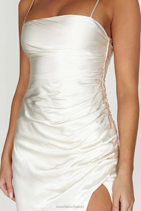 Meshki Claudette drapiertes Midikleid aus Satin Elfenbein Kleidung 060V567