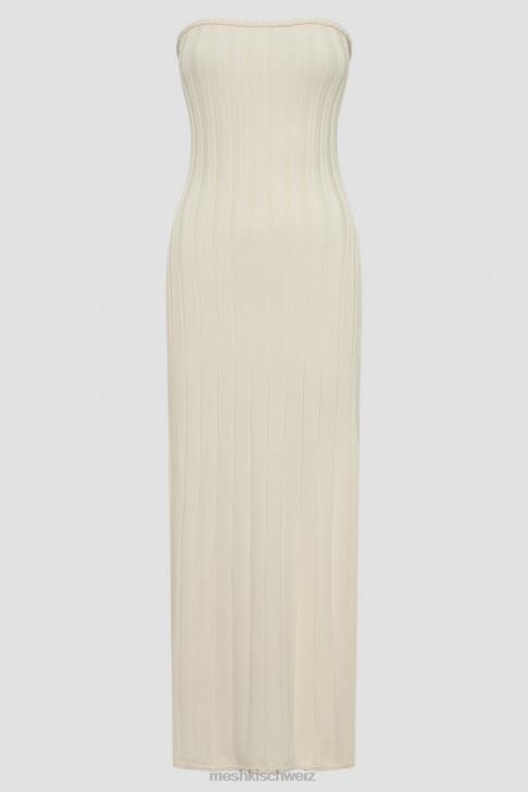 Meshki Dolce Extreme Rib trägerloses Midikleid Elfenbein Kleidung 060V265