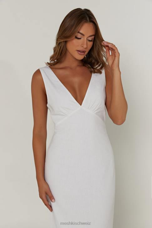 Meshki Elspeth Leinen-Midikleid Weiß Kleidung 060V332