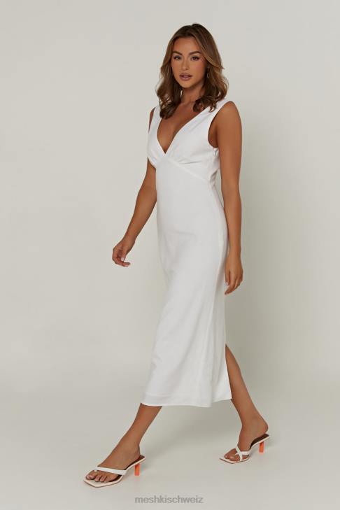 Meshki Elspeth Leinen-Midikleid Weiß Kleidung 060V332