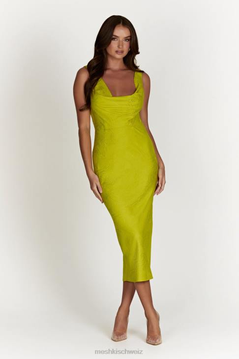 Meshki Fallon-Midikleid mit Wasserfallausschnitt Chartreuse Kleidung 060V624