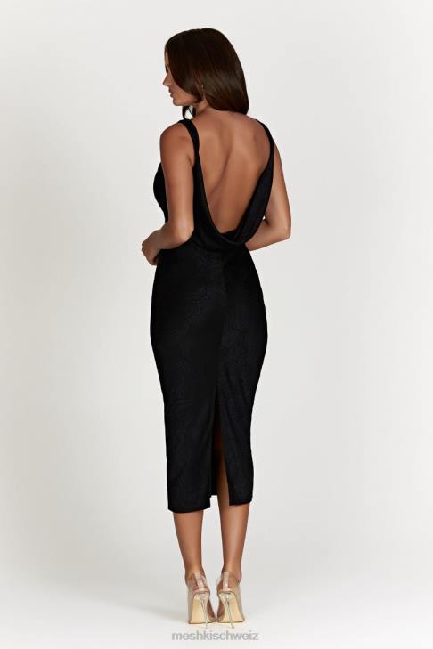 Meshki Fallon-Midikleid mit Wasserfallausschnitt Schwarz Kleidung 060V634