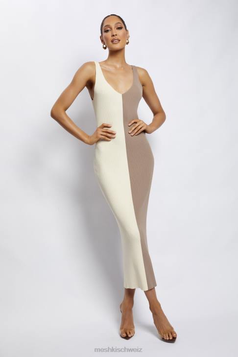 Meshki Jodie zweifarbiges Midikleid mit V-Ausschnitt mehrfarbig Kleidung 060V750