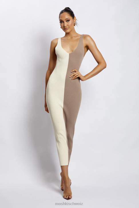 Meshki Jodie zweifarbiges Midikleid mit V-Ausschnitt mehrfarbig Kleidung 060V750