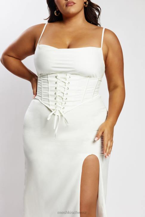 Meshki Lucy Cowl Midikleid mit Korsett Weiß Kleidung 060V517
