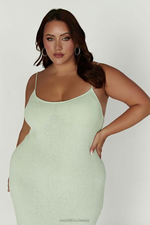 Meshki Magnolien-Strick-Midikleid Pistaziengrün Kleidung 060V321