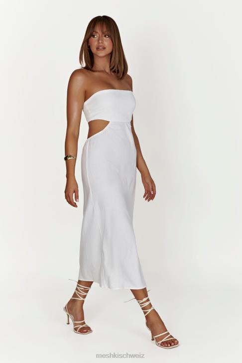 Meshki Marlow-Leinen-Midikleid Weiß Kleidung 060V564
