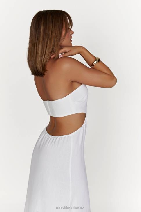 Meshki Marlow-Leinen-Midikleid Weiß Kleidung 060V564