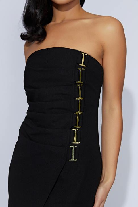 Meshki Mercer E-Hook Midikleid Schwarz Kleidung 060V525