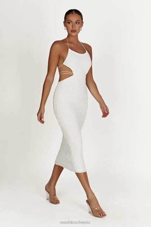 Meshki Midikleid mit Sakura-Struktur Weiß Kleidung 060V498