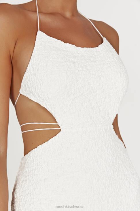 Meshki Midikleid mit Sakura-Struktur Weiß Kleidung 060V498