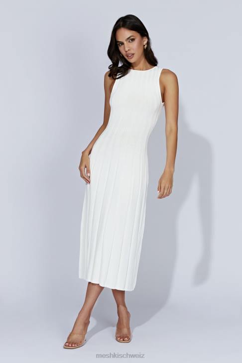 Meshki Midikleid mit Schlüssellochmuster und Aspen-Rücken Weiß Kleidung 060V440