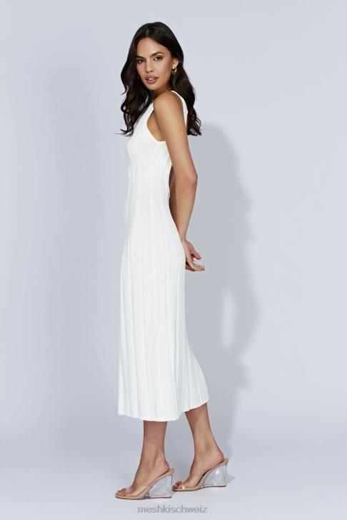 Meshki Midikleid mit Schlüssellochmuster und Aspen-Rücken Weiß Kleidung 060V440