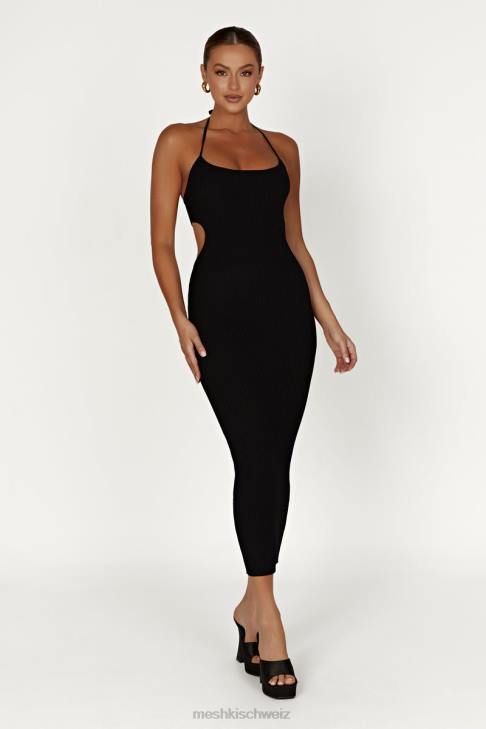 Meshki Morgan Neckholder-Strick-Midikleid Schwarz Kleidung 060V491
