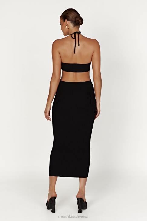 Meshki Morgan Neckholder-Strick-Midikleid Schwarz Kleidung 060V491