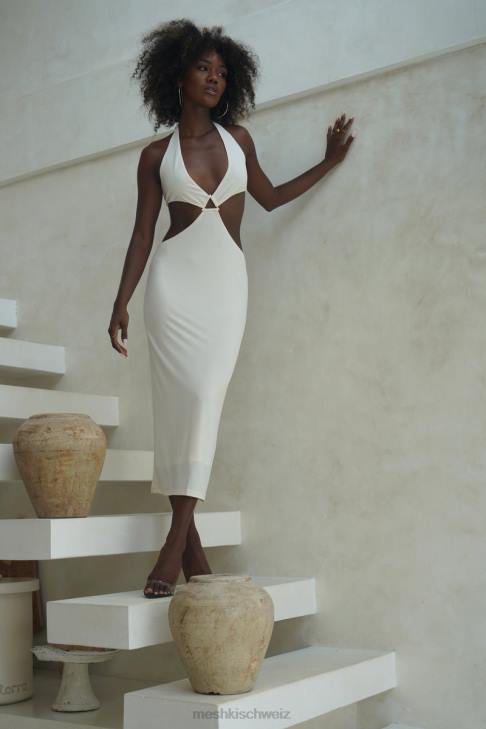Meshki Natalie Neckholder-Midikleid mit Cut-Outs Knochen Kleidung 060V720