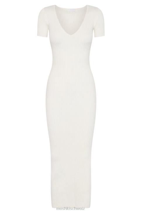 Meshki Nina kurzärmliges Strick-Midikleid Weiß Kleidung 060V488