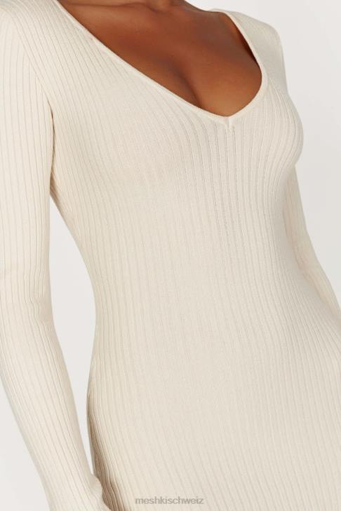 Meshki Nina langärmliges Strick-Midikleid Creme Kleidung 060V456
