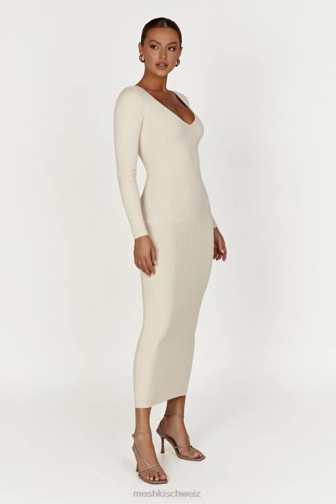 Meshki Nina langärmliges Strick-Midikleid Creme Kleidung 060V456