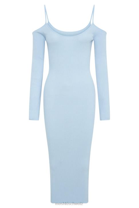 Meshki Schulterfreies Midikleid aus Shea-Strick puderblau Kleidung 060V439